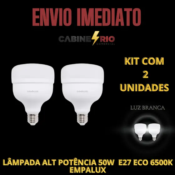 KIT 2 Lâmpada Alta Potência 50W 6500K E27 EMPALUX