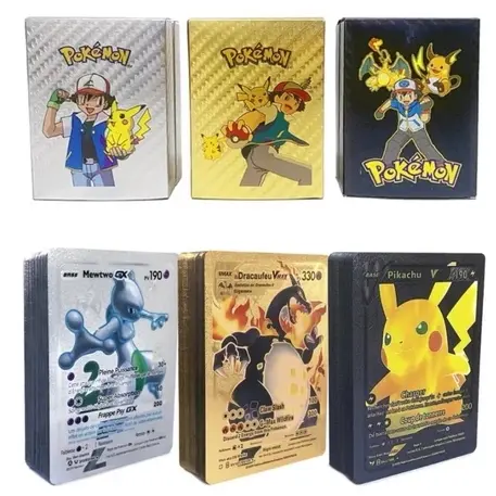 Cartas Pokémon 55 Peças Gold Edition Cards Raros e Colecionáveis