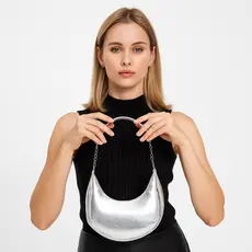 Bolsa Meia Lua Corrente Tendencia Bolsa Prateada Bolsa Dourada Bolsa Alça Corrente
