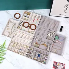 Porta Jóias de Veludo para Closet Gavetas Bandeja Organizador de Bijuterias Anel Brinco Relógio Pulseira e Colares