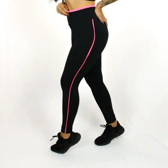 Kit 2 Calças Legging Academia Fitness Básica Com Detalhe Em Vivo