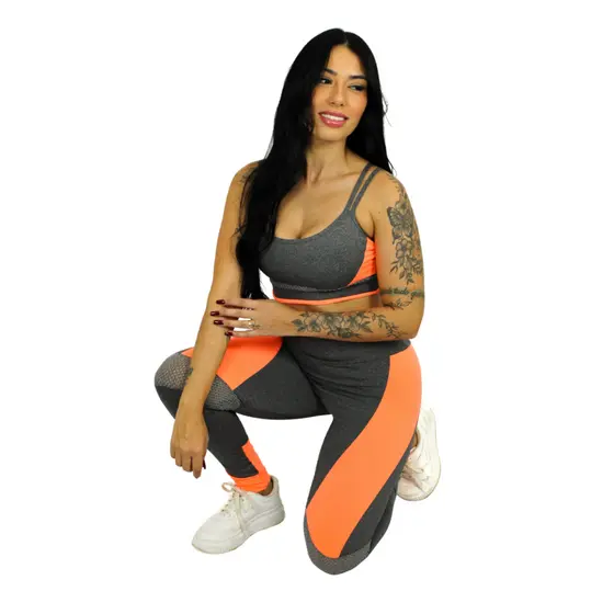 Conjunto Feminino Calça Legging e Top Roupa Fitness Confortavel