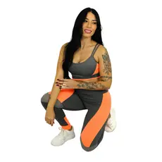 Conjunto Feminino Calça Legging e Top Roupa Fitness Confortavel