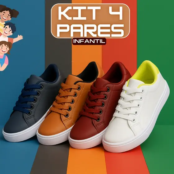 Kit 4 Pares Tênis Infantil Masculino Conforto e Qualidade do 26 ao 34 Envio Imediato