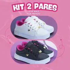 Kit 2 Pares Tênis Infantil Feminino Confortável Escolar Leve Macio 25 ao 36 - Envio Imediato