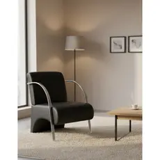 Poltrona Decorativa Predoli | Braço de Alumínio Corino | Recepção, Sala, Barbeiro, Consultório