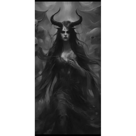 QUADRO DECORATIVO PLACA MDF-LILITH PRETO E BRANCO COM ESPÍRITO