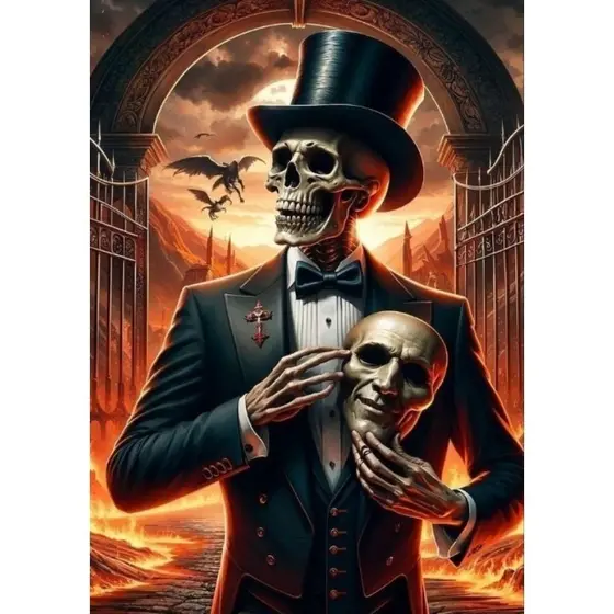 Quadro Decorativo Placa MDF-EXU João Caveira com a caveira na mão