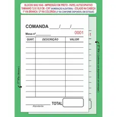 20 Blocos 50x2 De Comanda Mod Mesa C/n Pap Autocopiativo