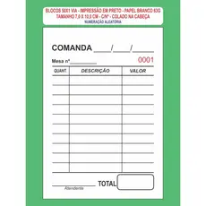 20 Blocos 50x1 De Comanda Mod Mesa C/n Pap Branco