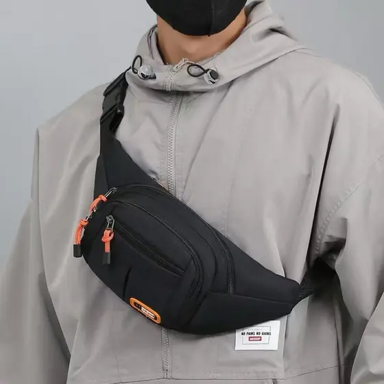 Pochete Masculina Feminina Esportiva com 3 Bolsos e Alça Ajustável – Bolsa de Cintura Unissex para Viagem, Academia e Di