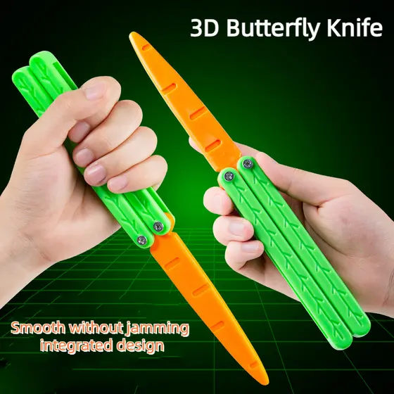 Canivete Borboleta de Treino 3D sem Corte, Brinquedo de Habilidade e Giro Antiestresse