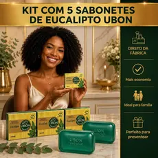 5 Sabonetes Eucalipto Sauna Glicerinados Natural Ubon Barra Suavidade Apos o Banho c/ oleo essencial