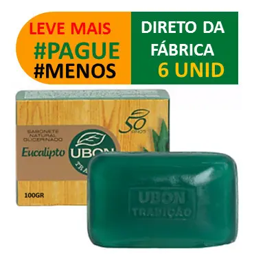 Kit com 6 Sabonete Glicerina Eucalipto para Sauna 100g Ubon