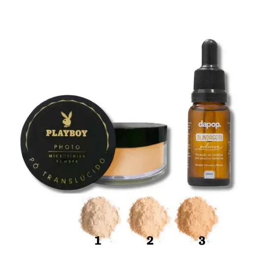 Kit Pó Translucido Photo Microfinish Powder Playboy + Blindagem De Maquiagem 3em1 Dapop
