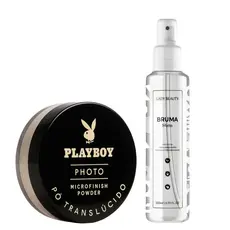 Kit Pó Translúcido Microfinish Powder Playboy + Bruma Fixadora Matte 130ml Lady Beauty