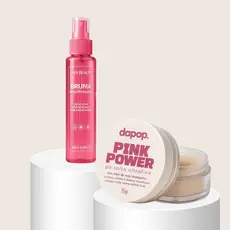 Kit Bruma Fixadora Rosa Mosqueta Lady Beauty e Pó Finalizador Facial Pink Power Rosa Mosqueta Dapop