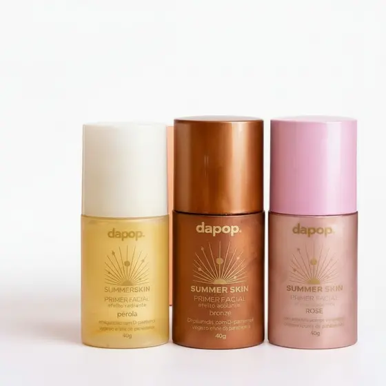 Kit Primer Dapop Summer Skin Rose Bronze Pérola Efeito Radiante Iluminador