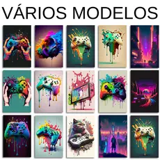 Quadro Placa Decorativa Quarto Gamer Headset Frase Jogo Jogador Controle Console Vídeo Game Full HD