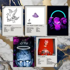 Quadro Decorativo Placas Lil Peep Quadro Discografia Album em MDF 30x20cm Full HD