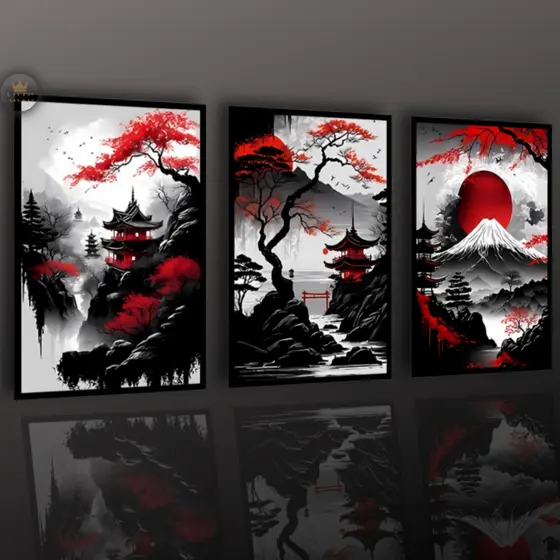 Quadros Decorativos Arte Oriental Moderna, Estilo Japonês Sala Quarto