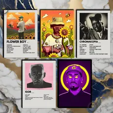 Quadro Decorativo Placas Tyler, the Creator Quadro Discografia Album em MDF 30x20cm Full HD