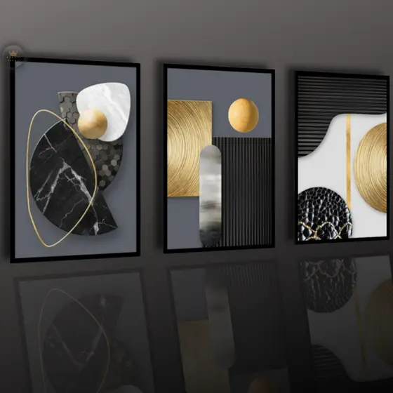 Quadros Decorativos 3 Peças Geometria Full Hd Arte Abstrata Sala Quarto