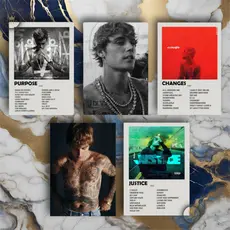 Quadro Placas Decorativas Justin Bieber Discografia Album em MDF 30x20cm Full HD