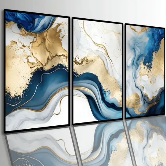 Quadros Decorativos Abstrato Efeito Mármore Moderno Luxo Sofisticado Sala Quarto