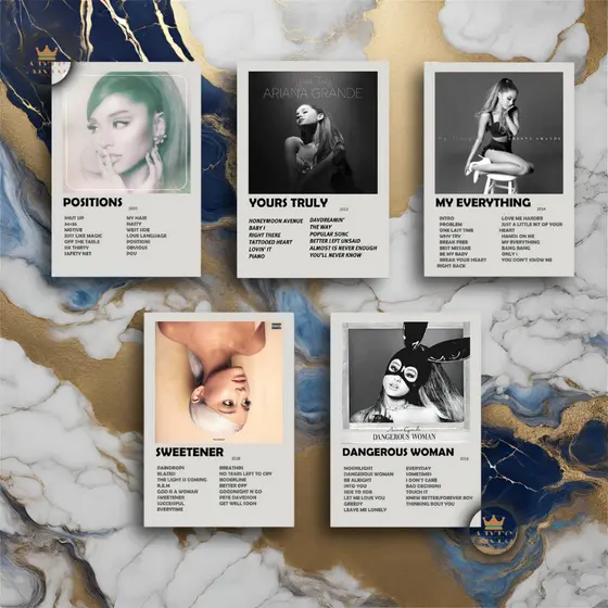 Quadro Decorativo Placas Ariana Grande Quadro Discografia Album em MDF 30x20cm Full HD