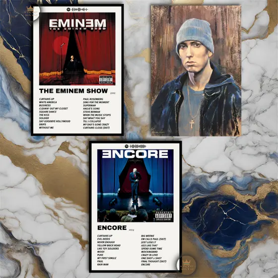 Quadro Decorativo Placas Eminem Quadro Discografia Album em MDF 30x20cm Full HD