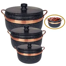 Jogo 3 Panelas Tradicionais pedra sabão  (1.5L + 800ml + 500ml) Arte Nativa