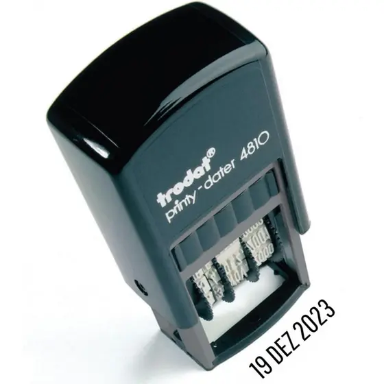 Carimbo Datador 4810 Automático Trodat Printy Impressão 25x3,8 mm, Formato DIA - MÊS - ANO.