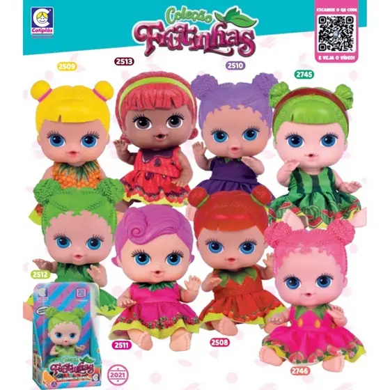 Boneca Brinquedo Infantil Coleção Frutinhas Menina Com Cheirinho Frutas Cotiplás Promoção