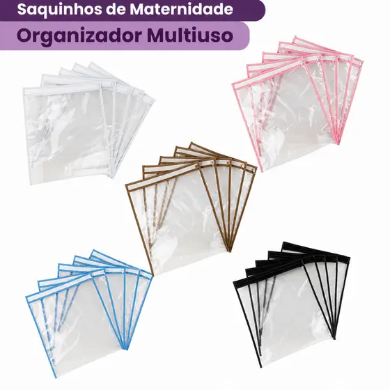 Kit Saco Organizador Maternidade Com Ziper Saquinho De Roupa Bebê Gestante Multiuso Mala Viagem