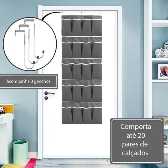 Sapateira Organizadora Vertical De Porta Sapatos Pendurar Prateleira Dobrável Estante Tênis 10 Pares