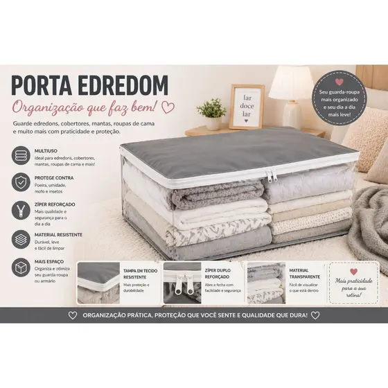 Saco Organizador Kit Caixa Guarda Roupa Ecológico Cobertor Casaco Anti-Poeira Armazenamento Multiuso