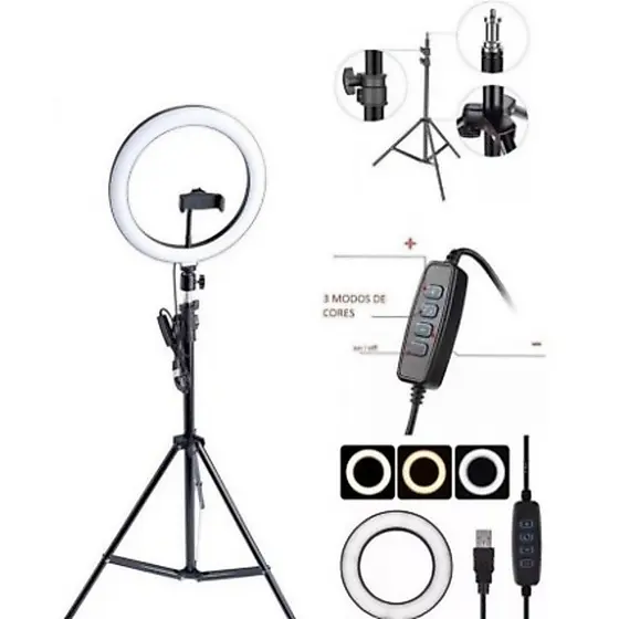 14/12 Polegadas Ring Light Iluminador Tripé De Ring Light Iluminador 2.1 M