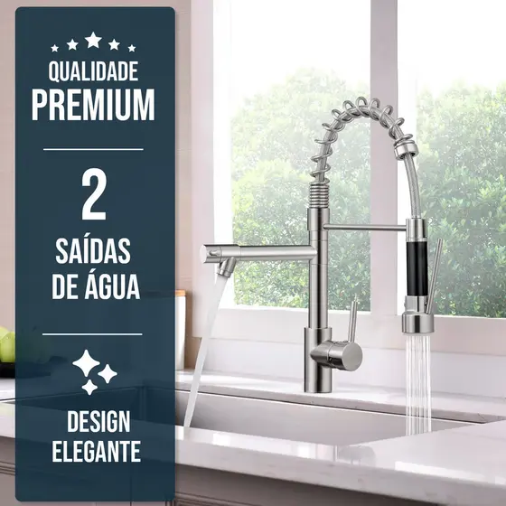 Torneira Cozinha Gourmet Monocomando Com Spray Extensor Flexível Cozinha Torneira Cozinha