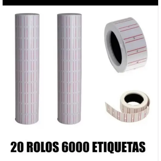 20 Rolos de Etiquetas P/ Etiquetadora Manual De 8 Dígitos MX 5500 E M-4. Entregamos Rápido.