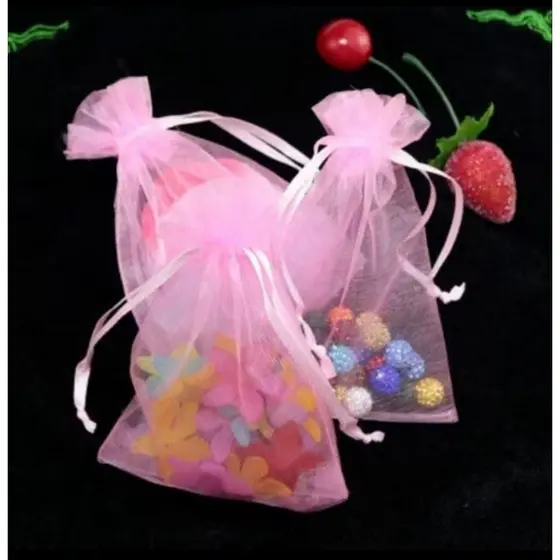 Kit Com 25 Unidades Saco Organza Rosa Tamanho 20x35. Pra Colocar Chinelos. Entregar Rápida.