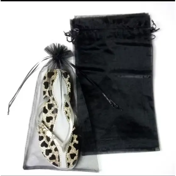 Saco Organza Preto Tamanho 20x35 Preto Com 50 Unidades Pra Colocar Chinelos. Entregar Rápida.