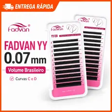 Cílios Fadvan YY Original 0.07mm Volume Brasileiro Curva C/D Unitários e Mix Tamanhos Extensão