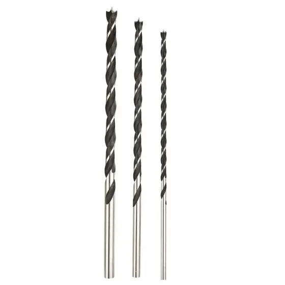 Jogo de Brocas Longa para Madeira Kit 3 peças 1/4 x 250mm 5/16 x 280mm 3/8 x 320mm Broca para Mourão