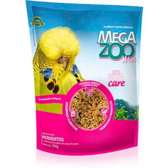 Ração Megazoo Mix Periquitos 350g Super Premium Alimento Para Aves Nutrição Balanceada