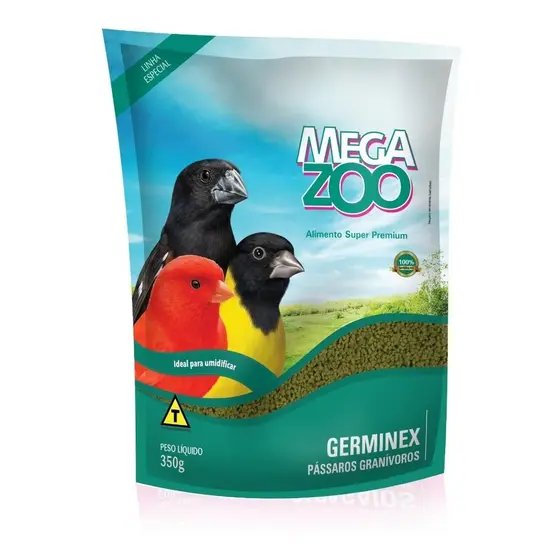 Ração Megazoo Germinex 350G Super Premium Extrusada para Pássaros Alimento Completo Ração Calopsita