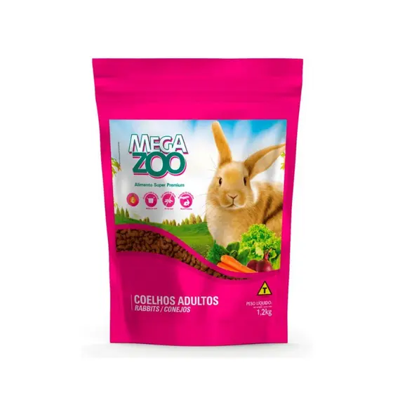 Ração MegaZoo para Coelho Adulto 1,2kg Super Premium Extrusada