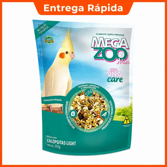Ração Megazoo Mix Calopsita Light 350g Super Premium Para Pássaros e Aves Nutrição Balanceada