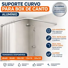 Suporte Varão Box Banheiro Aluminio  Reforçado p/ Cortina
