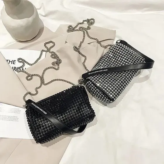 Bolsa Pequena de Mão Bolsa de Ombro/Nova De Diamantes Incrustados